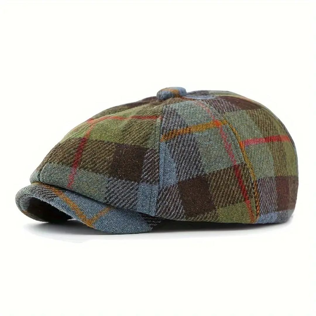 Plaid Wool-Blend Newsboy Cap | BENALLA
