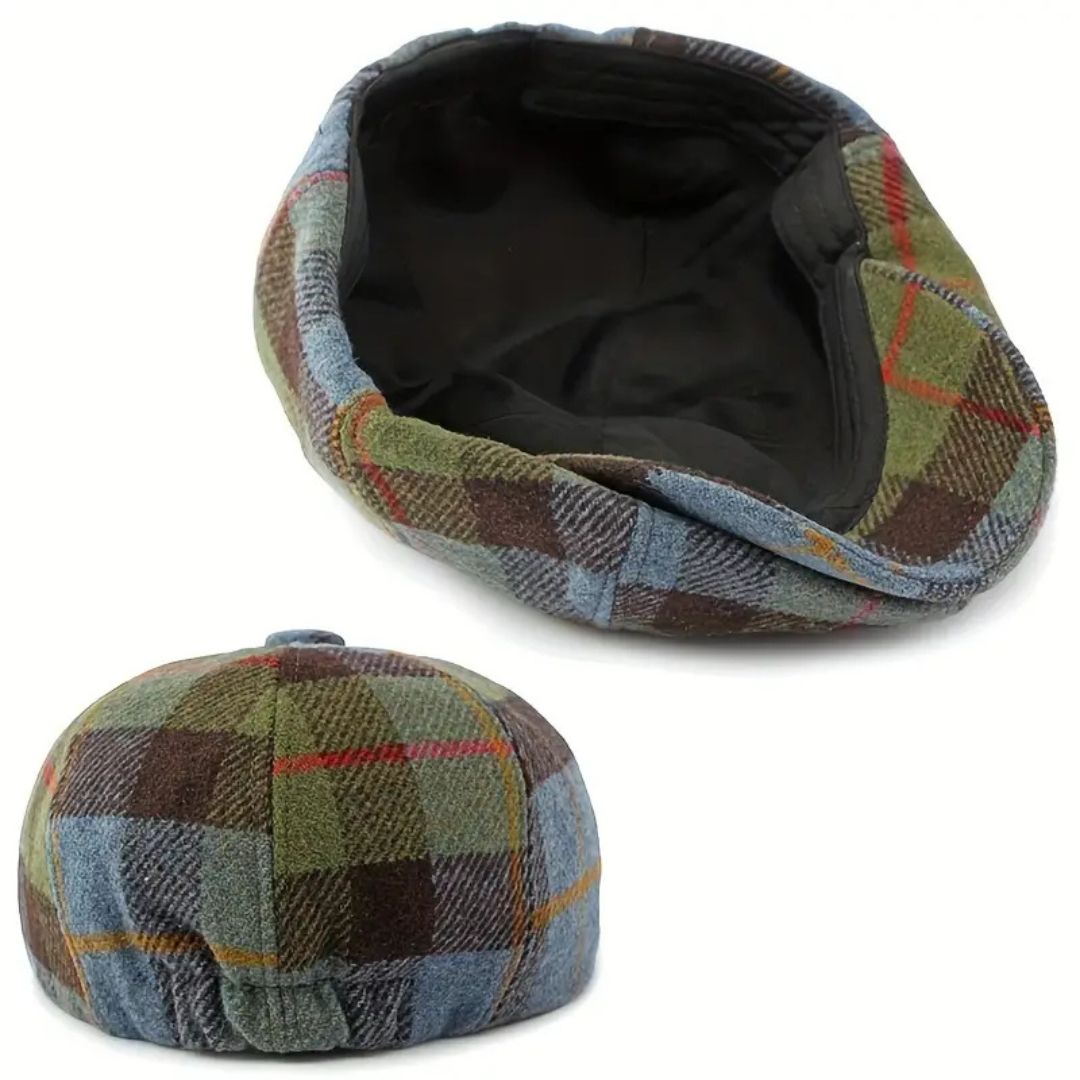 Plaid Wool-Blend Newsboy Cap | BENALLA