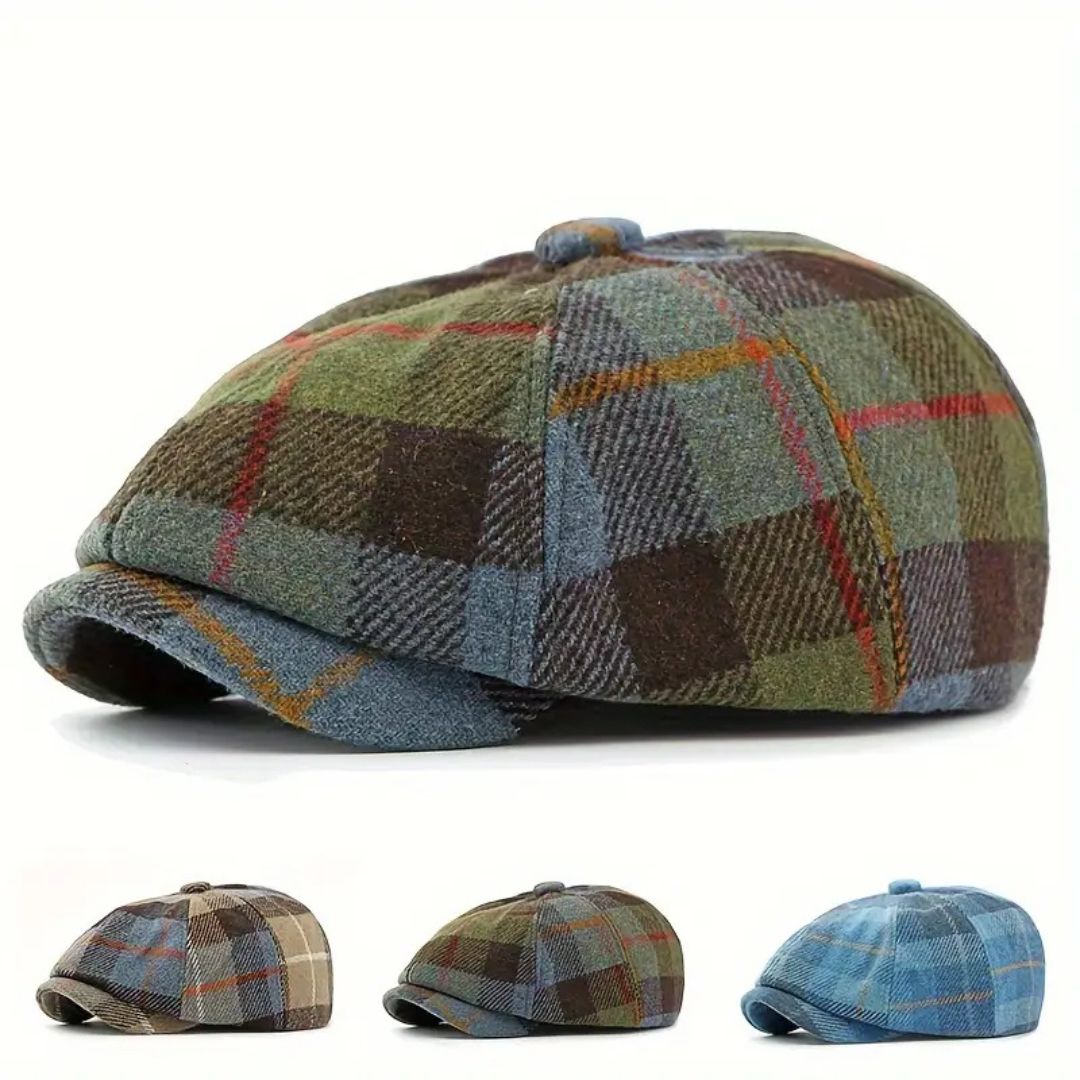 Plaid Wool-Blend Newsboy Cap | BENALLA