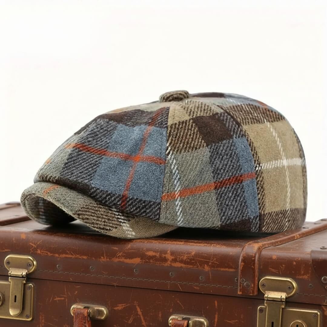 Plaid Wool-Blend Newsboy Cap | BENALLA