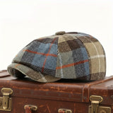 Plaid Wool-Blend Newsboy Cap | BENALLA