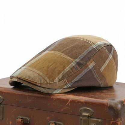 Plaid Cotton Flat Cap | PORT AUGUSTA