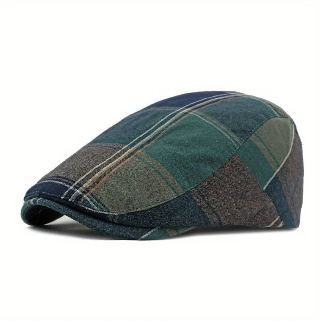 Plaid Cotton Flat Cap | PORT AUGUSTA