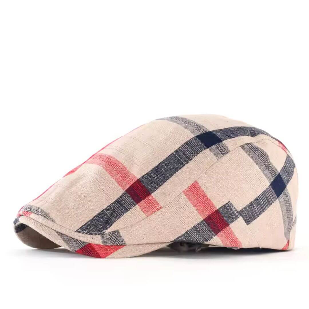 Cotton Plaid Flat Cap | MANDURAH