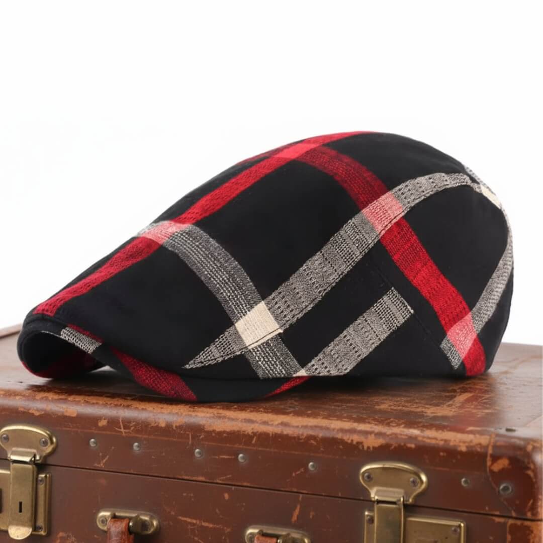 Cotton Plaid Flat Cap | MANDURAH