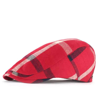 Cotton Plaid Flat Cap | MANDURAH