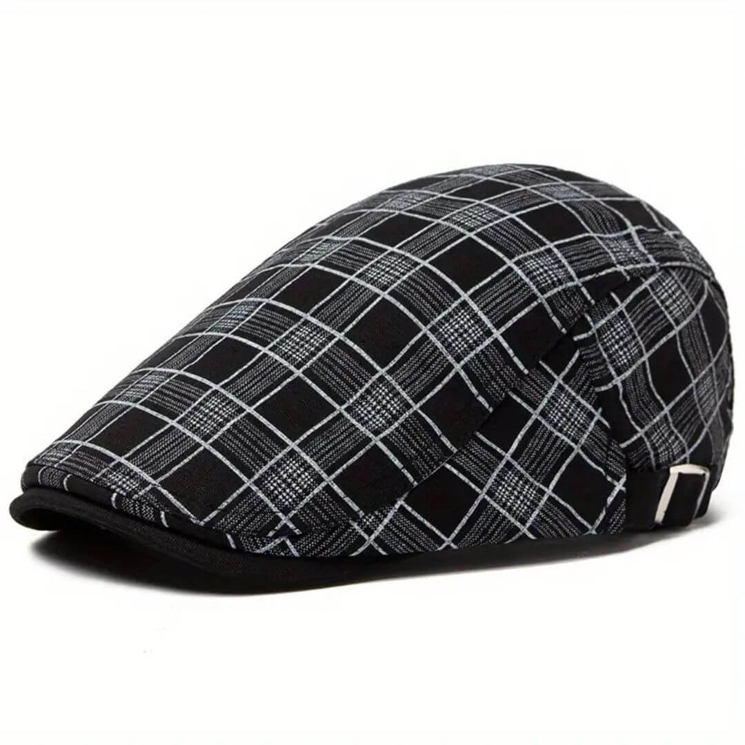Linen-Cotton Plaid Flat Cap | GERALDTON