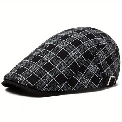 Linen-Cotton Plaid Flat Cap | GERALDTON