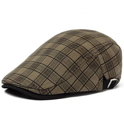 Linen-Cotton Plaid Flat Cap | GERALDTON