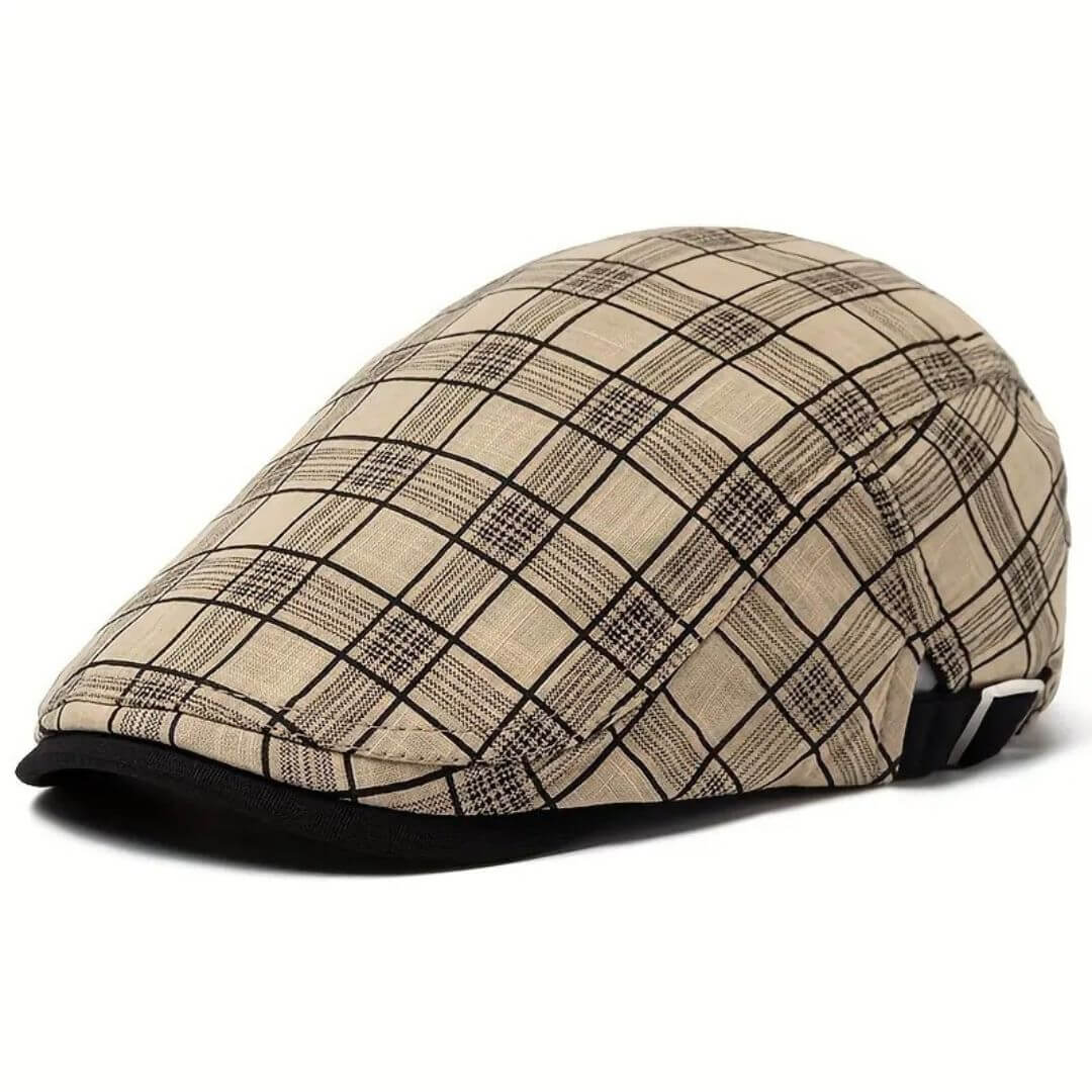 Linen-Cotton Plaid Flat Cap | GERALDTON