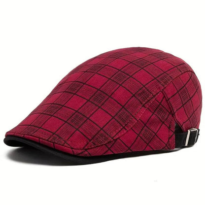 Linen-Cotton Plaid Flat Cap | GERALDTON