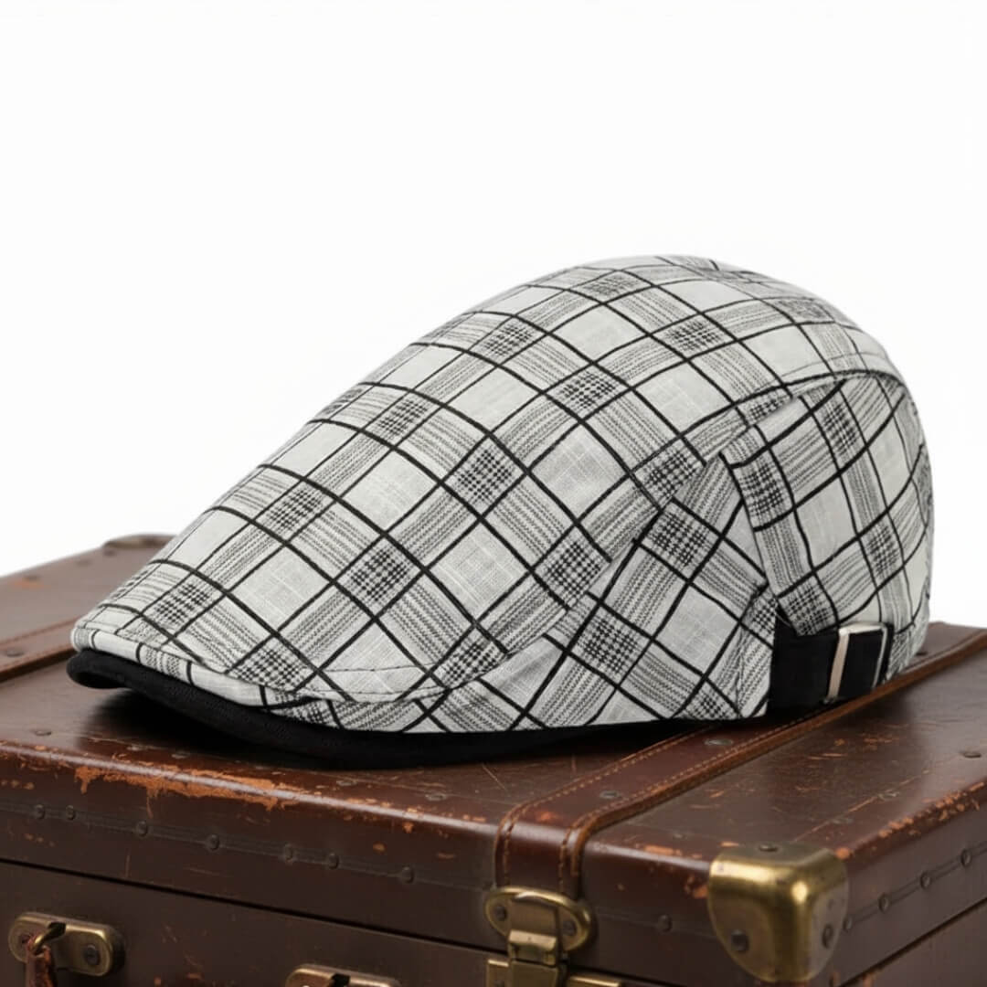 Linen-Cotton Plaid Flat Cap | GERALDTON