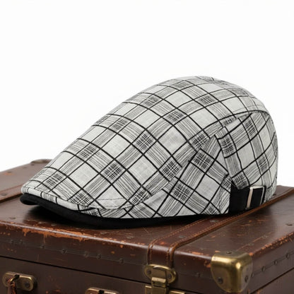 Linen-Cotton Plaid Flat Cap | GERALDTON