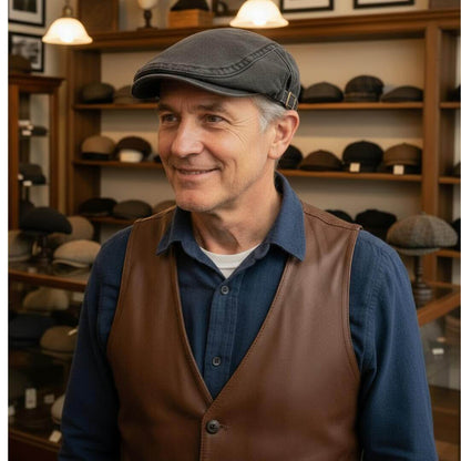 Washed Denim Flat Cap | BRISBANE