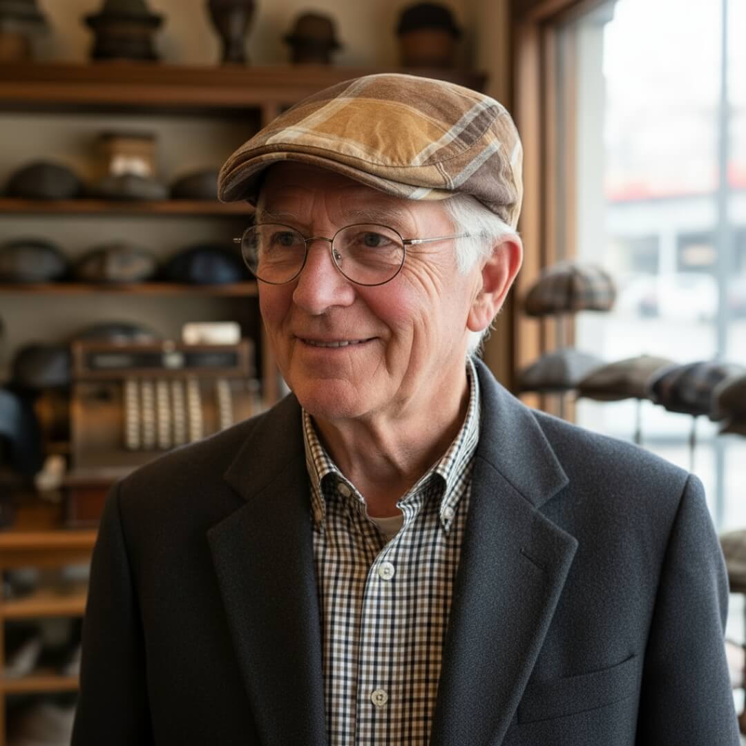 Plaid Cotton Flat Cap | PORT AUGUSTA