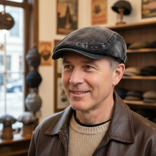 Washed Denim Flat Cap | QUEANBEYAN