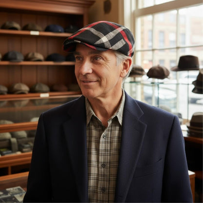 Cotton Plaid Flat Cap | MANDURAH